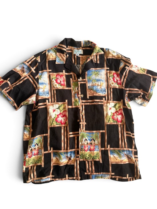 Vintage Other - Vintage Kolekole Hawaiian Aloha Shirt XL Barkcloth Hula Girl Made in Hawaii